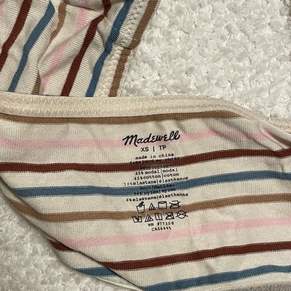 Madewell Cotton-Modal® Kealy Longline Bralette in rainbow stripe - Picture 8 of 9